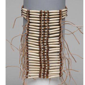 Native American Buffalo Bone Breast Chest Plate Protection Necklace Brown